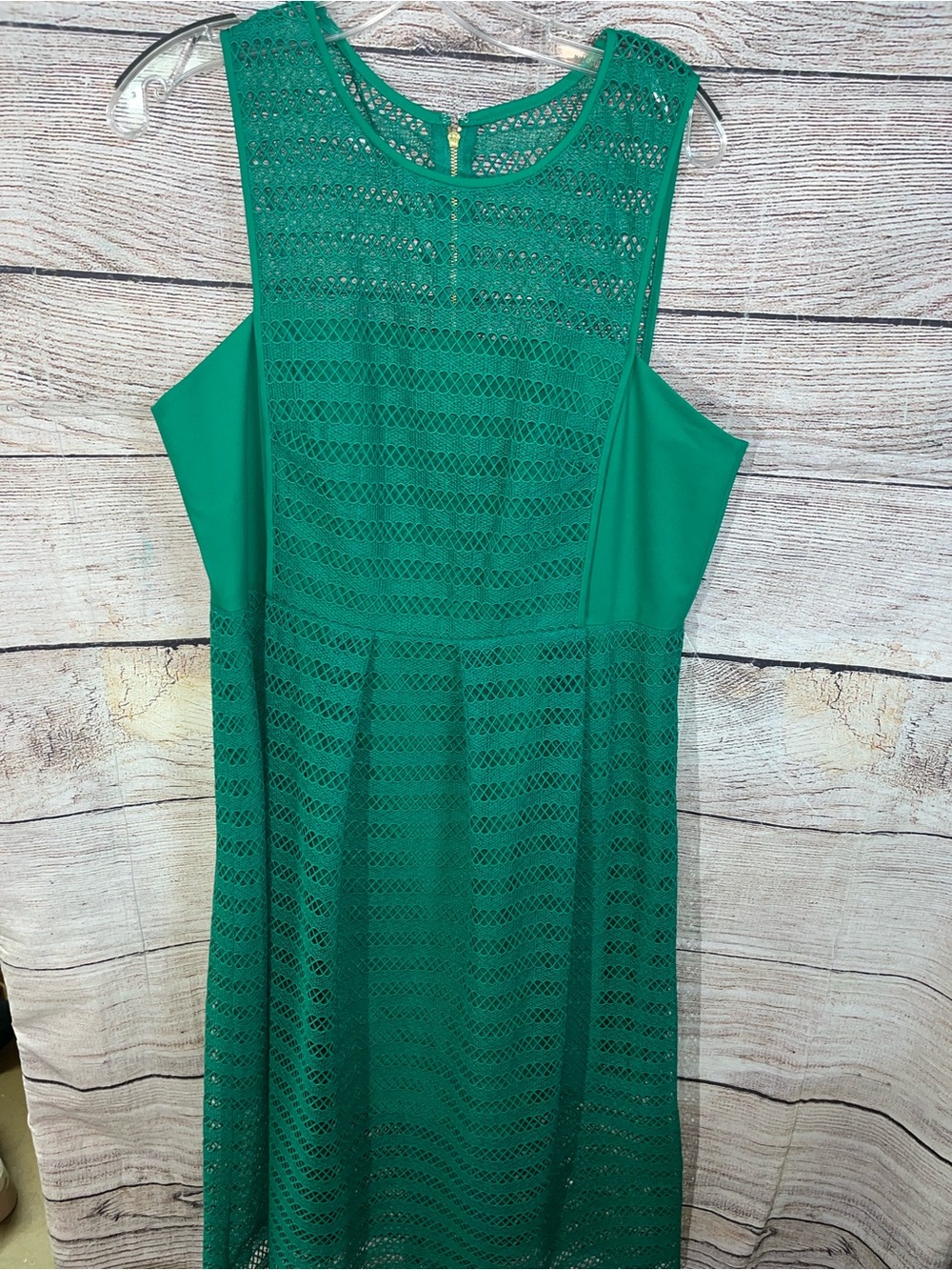 😍 ANTONIO MELANI Emerald Green Sleeveless Lace Midi Dress size 14